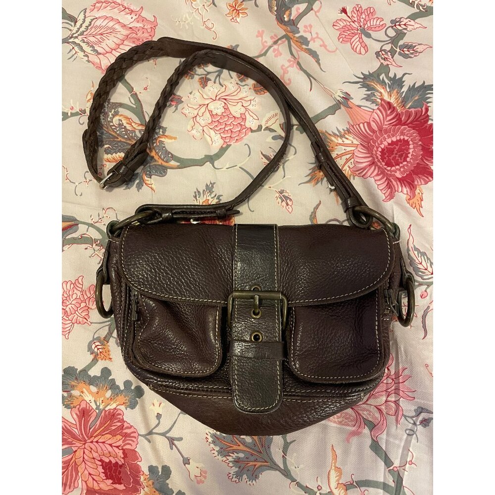 Vintage Y2K ROOTS Emily Dark Brown Leather Shoulder bag